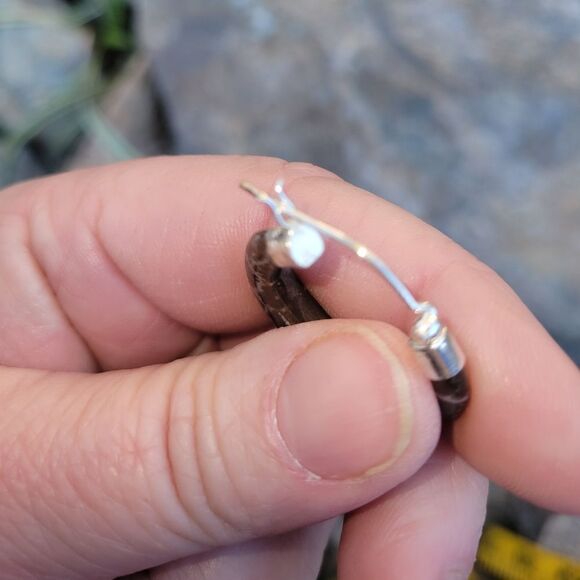 Brown Coral Hoop Earrings in Sterling Silver - Picture 3 of 8